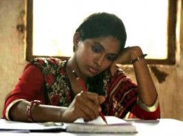 Malko, a government school teacher from the film 'Newton' performing her duties at an election booth in Chhattisgarh.